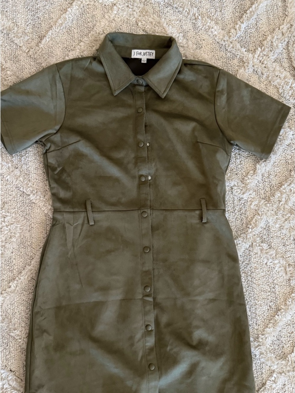 J for Justify Olive Utility Button-Front Midi Dress